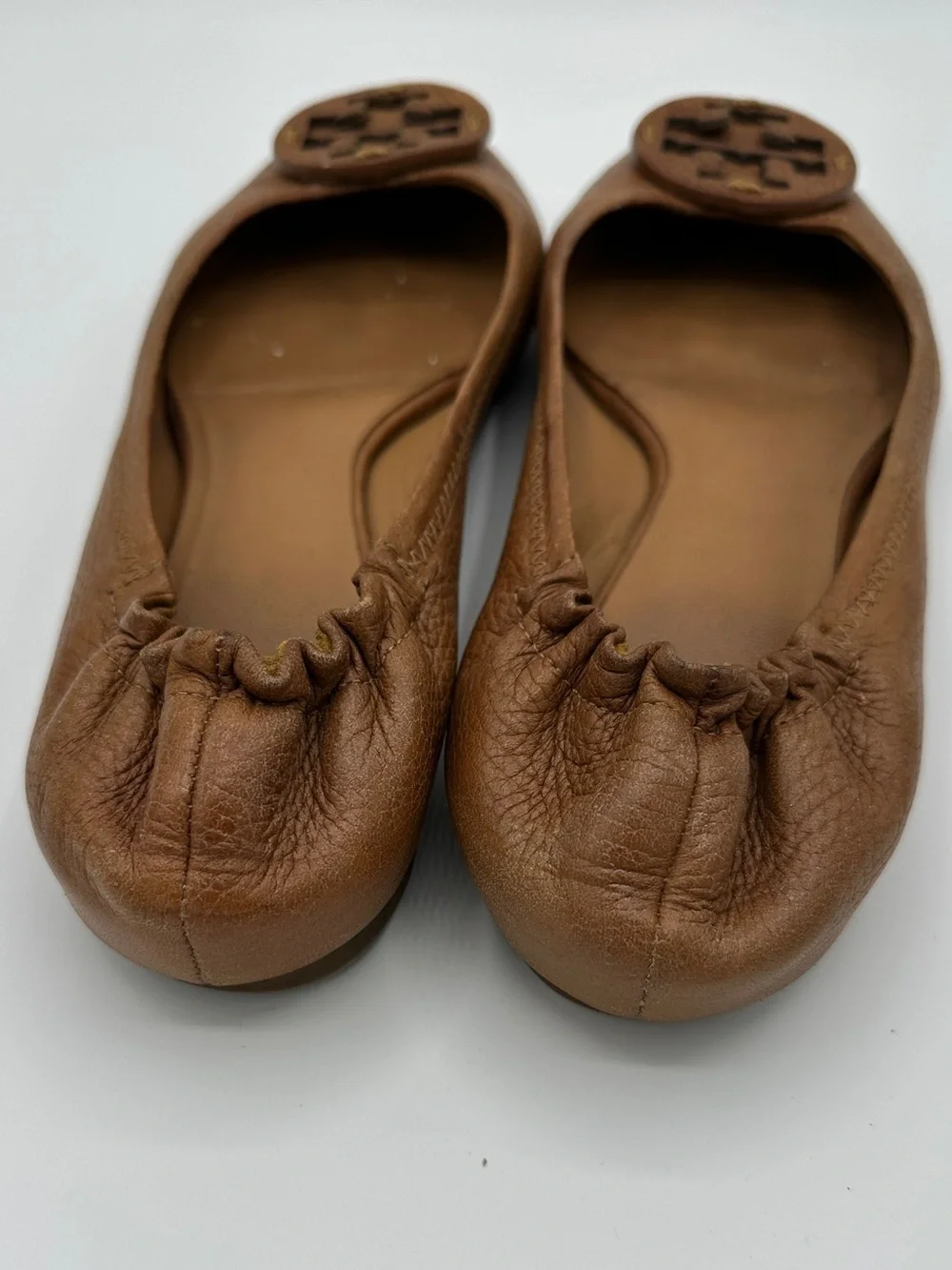 Tory Burch Brown Leather Logo Ballet Flats